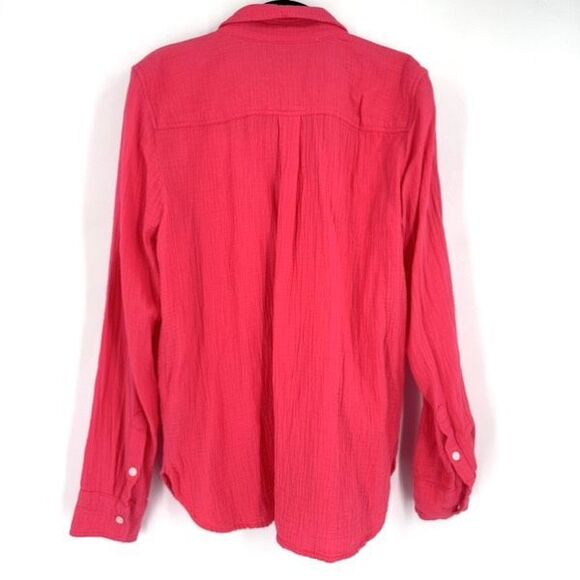 J Crew Double-gauze Button Down Shirt Pink Cotton Size Medium Swim Cover Up - Picture 5 of 12